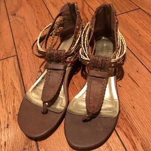 Brown and multicolor sandals